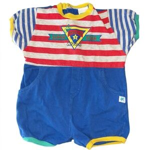 Vintage 90s Little Me Primary Color ColorBlock Romper 18m